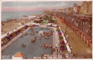 BRIGHTON SUSSEX UK~BOATING POOL-SEA FRONT LOOKING WEST~WARDELLS POSTCARD 1933