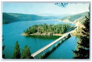 Coeur d'Alene Idaho Postcard Blue Creek Bay Bridge Exterior View c1960 Vintage