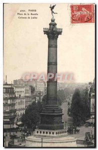 Old Postcard Paris Bastille Square July Column