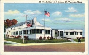 WAUKEGAN, IL Illinois   USO CLUB  Street Scene  1948   Linen  Postcard