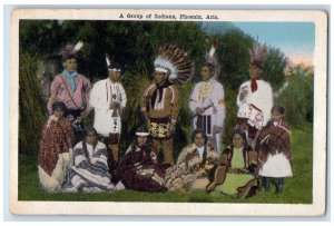 c1910's View Of  A Group Of Native Indian's Phoenix Arizona AZ Antique Postcard 
