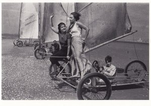 Yacht Beach Tripod Bicycle Racing Device on Sand 1930s Race Aeroplage Postcard