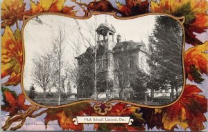 High School Listowel Ontario Patriotic Maple Leaf c1905 Postcard F43