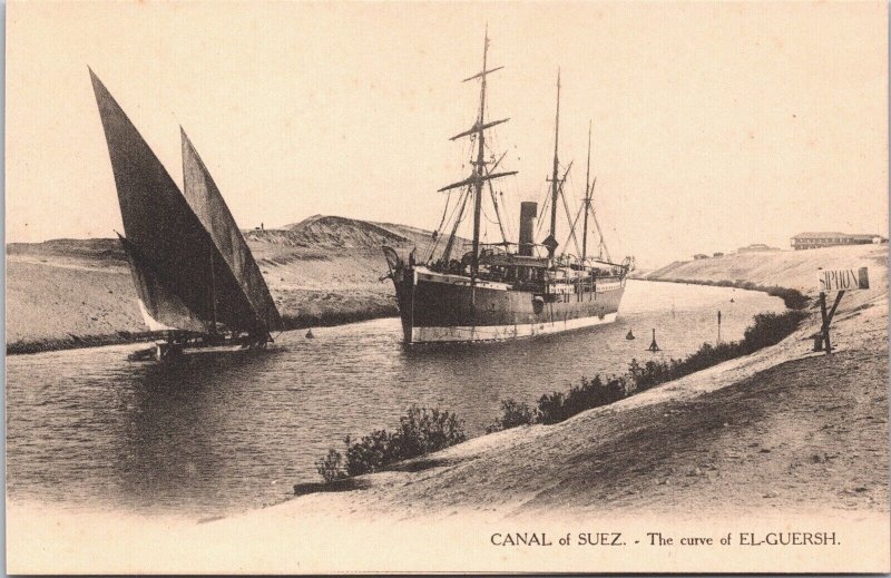 Egypt Canal of Suez The Curve of EL-Guersh Vintage Postcard 09.37 