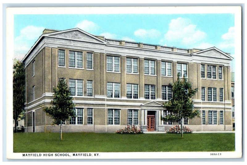 c1920's Mayfield High School Campus Building Entrance Mayfield Kentucky Postcard