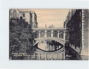 Postcard Bridge of Sighs, St. John's College, Cambridge, England