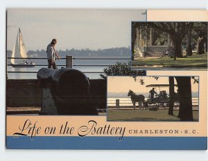 Postcard Life on the Battery, Charleston, South Carolina