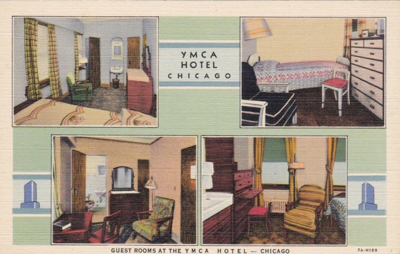 Illinois Chicago Y M C A Hotel Guest Rooms Curteich sk3591