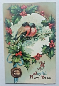 Embossed New Year's Printed in Germany Postcard Stamped dated 1911 Rare Vintage