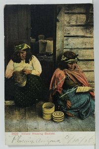 Indians Weaving Baskets Arizona 1908 to Ohio Postcard M18