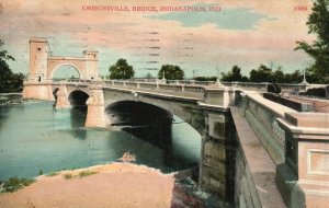 Vintage Postcard 1908 Emrichsville Bridge Indianapolis Indiana A. C. Bosselman