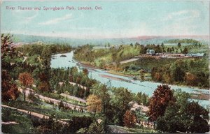 London ON River Thames Springbank Park c1906 Smith's Falls Cancel Postcard H50