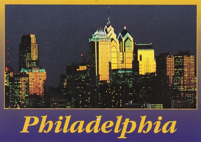 Pennsylvania Philadelphia Skyline At Night 1996