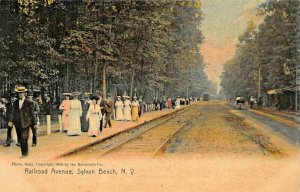 SYLVAN BEACHNY~RAILROAD AVENUE-WOMEN VICTORIAN ATTIRE~ROTOGRAPH PHOTO POSTCARD