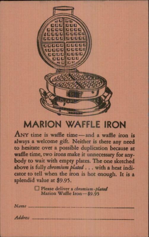 Kitchen Appliance Marion Waffle Iron Edison Elec Illum Co Boston MA Postcard