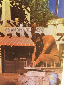 Manitou Springs Colorado Postcard The Chief Trading Post Native American Statue