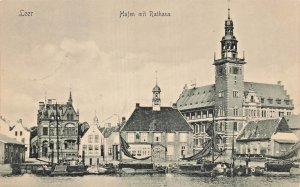 LEER GERMANY~HAFEN mit RATHAUS~1912 J C POPPINGA PHOTO POSTCARD