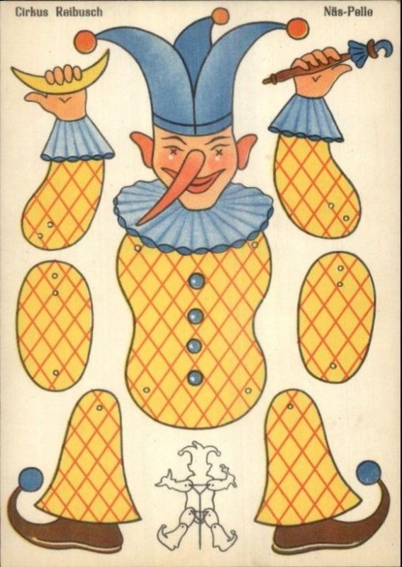 Paper Doll Cut Out Series Circus Clown Cirkus Reibusch Postcard gfz 