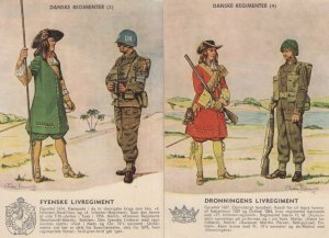 Danske Regimenter Dronningens Livregiment Denmark Military 2x Postcard s