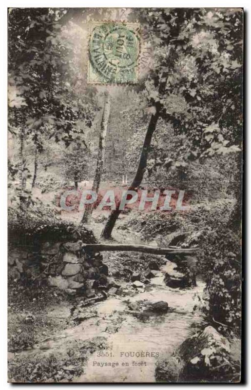 Old Postcard Fougeres landscape in forest