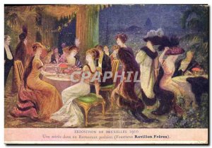 Postcard Old Advertisement Brussels Exposition 1910 An evening in the Parisia...