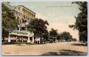 Grand Avenue Asbury Park New Jersey NJ Street View Buildings & Trees Postcard
