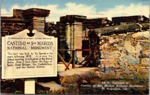 US Army Vintage Patriotic Postcard - Castillo de San Marcos - Florida