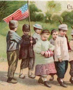 1887 Clark's Mile-End Spool Cotton Children Rifles American Flag Drum P176