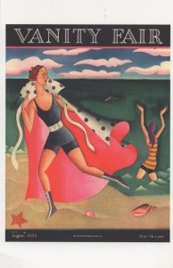 Caped Crusader On 1920s Beach Art Deco Swimming Magazine Postcard