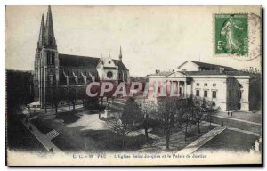 Old Postcard Pau Church of Saint Jacques and the Palace of Justice