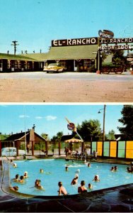 Wyoming East Rock Springs El Rancho Motor Lodge Split View Showing Swimming Pool