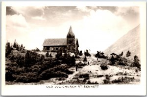 Old Log Church At Bennett British Columbia Canada Real Photo RPPC Postcard