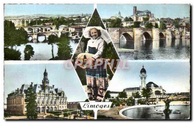 Modern Postcard Limoges tois bridges Pont Saint Etienne player of Old L & # 3...