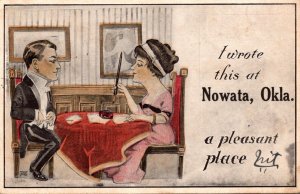Oklahoma Nowata Couple At Table Writing Letter 1912