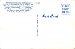 Postcard Seymour Motel and Restaurant on U.S. 31 in Seymour, Indiana