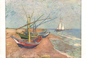 Van Gogh Fishing Boats In The Beach Laren Collection Painting Postcard