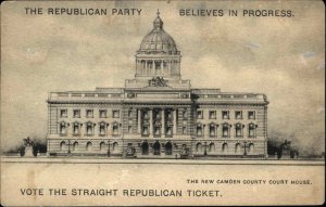Camden New Jersey NJ Court House Poltical Vote Republican c1905 Postcard