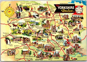 Postcard UK England Map The Yorkshire Dales