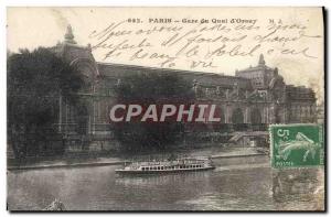 Old Postcard Paris Gare Du Quai D & # 39Orsay boat Peniche