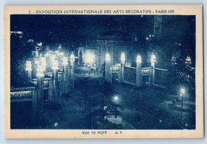 Paris France Postcard International Exhibition Street Lights and Road View 1925