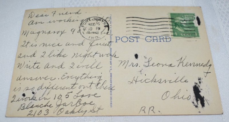 Greetings from Indiana Postcard Curt Teich 9A-H777