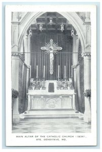 Ste. Genevie MO, Main Altar Of The Church 1834 Interior View Vintage Postcard 