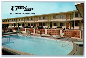 Las Vegas Nevada NV Postcard Travel Lodge Downtown Exterior Pool c1960 Vintage