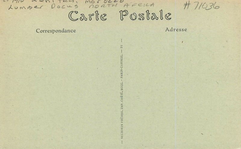 Postcard Morocco Kenitra Lumber docks North 23-4704