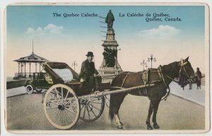 1935 QUEBEC Canada Postcard Caleche De Quebec Horse Car Monument