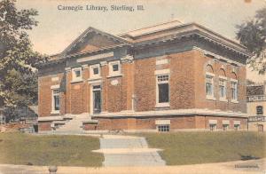 Sterling Illinois Carnegie Library Street View Antique Postcard K50576