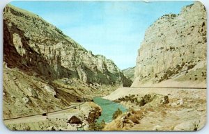 Postcard - Scene in Wind River Canyon - Wyoming