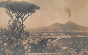 RPPC VESUVIO DALLA TOMBA DI VIRGILIO VOLCANO ITALY REAL PHOTO POSTCARD 1913