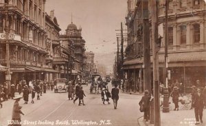 Wellington New Zealand Willis Street Looking South Real Photo Postcard AA69861