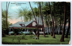 HONOLULU, HI Hawaii  ~ Beautiful RESIDENCE WAIKIKI BEACH c1910s Postcard